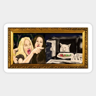 Woman Yelling at a Cat Sticker